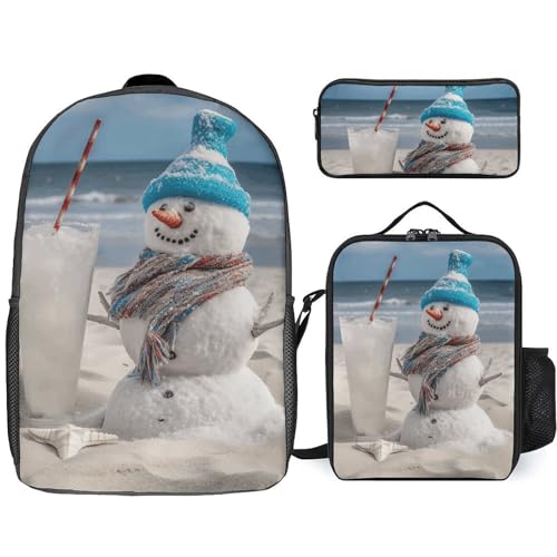 NONHAI Reiserucksack-Set Schneemann Bech Laptop Rucksack Mittagessen Tasche Federmäppchen Büchertasche für Damen, Stil, Einheitsgröße, Stil:, Einheitsgröße NONHAI Reiserucksack-Set Schneemann Bech Laptop Rucksack Mittagessen Tasche Federmäppchen Büchertasche für Damen, Stil, Einheitsgröße, Stil:, Einheitsgröße von NONHAI