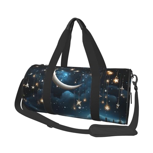 Nightsky Reisetasche mit Mond und Sternen zum Aufhängen, für Damen und Herren, Sport, Turnbeutel, faltbar, Wochenendtasche, Handgepäck, Übernachtungstasche, für Reisen, Schwimmen, Basketball, Nightsky von NONHAI