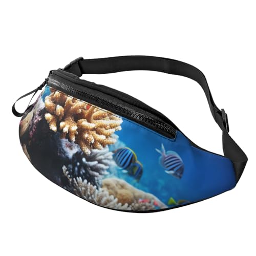 Ocean Tide Waves Bauchtasche für Damen und Herren, verstellbarer Gürtel, lässige Brusttasche, Bauchtasche für Reisen, Sport, Laufen, Wandern, Hüfttaschen, Ocean Tropical Fish Coral, Einheitsgröße von NONHAI