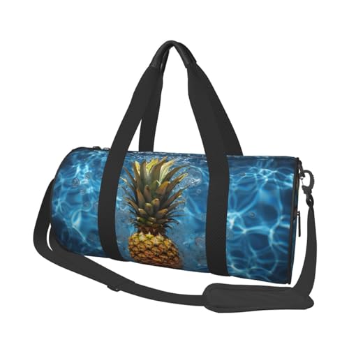 Reisetasche für Damen und Herren, faltbar, Wochenendtasche, für Reisen, Schwimmen, Basketball, Pink, Ananas im Pool, Einheitsgröße von NONHAI