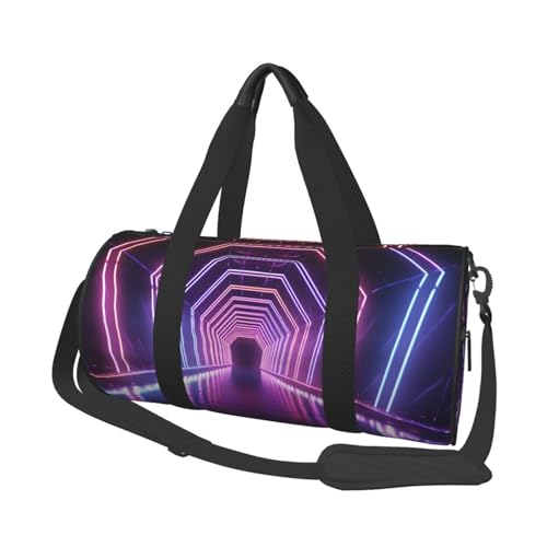 Reisetasche mit Neonlichtern, für Herren und Damen, Sport, Turnbeutel, faltbar, Wochenendtasche, Handgepäck, Übernachtungstasche, für Reisen, Schwimmen, Basketball, Neonlicht-Tunnel, Einheitsgröße von NONHAI