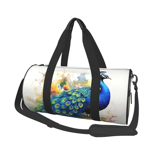 Reisetasche mit Pinguin-Druck, für Damen und Herren, Sport, Turnbeutel, faltbar, Wochenendtasche, Handgepäck, Übernachtungstasche, für Reisen, Schwimmen, Basketball, Pfauen-Aquarellmalerei, von NONHAI