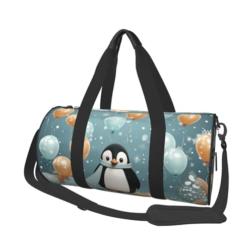 Reisetasche mit Pinguin-Druck, für Damen und Herren, Sport, Turnbeutel, faltbar, Wochenendtasche, Handgepäck, Übernachtungstasche, für Reisen, Schwimmen, Basketball, Pinguin Ballon Schneeflocke, von NONHAI