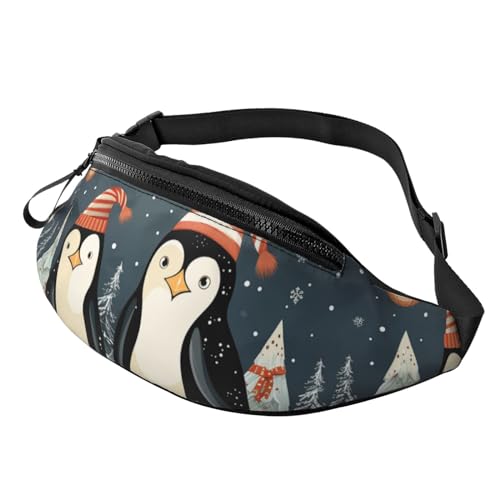 Skate Boards Bauchtasche für Damen und Herren, verstellbarer Gürtel, lässige Brusttasche, Bauchtasche für Reisen, Sport, Laufen, Wandern, Hüfttaschen, Frohe Weihnachten Pinguine, Einheitsgröße von NONHAI