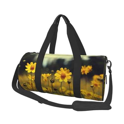 Sunrise Landscape Zen Stone Reisetasche für Herren und Damen, Sport, Turnbeutel, faltbar, Wochenendtasche, Handgepäck, Übernachtungstasche, für Reisen, Schwimmen, Basketball, Sommergelbe Blumen, von NONHAI