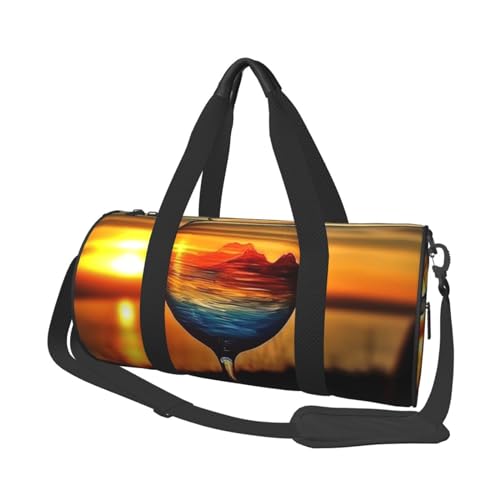 Travel Paris Reisetasche für Männer und Frauen, Sport, Turnbeutel, faltbar, Wochenendtasche, Handgepäck, Übernachtungstasche, für Reisen, Schwimmen, Basketball, Weinglas Sunset, Einheitsgröße von NONHAI