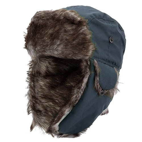 NONMON Unisex Winter Fliegermütze mit Ohrenklappen, Warme Kunstfellmütze Bomber Hut Damen Herren Trappermütze wasserdichte Schneedichte Winddichte für Skifahren Outdoor Aktivitäten - Blau von NONMON