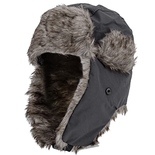 NONMON Unisex Winter Fliegermütze mit Ohrenklappen, Warme Kunstfellmütze Bomber Hut Damen Herren Trappermütze wasserdichte Schneedichte Winddichte für Skifahren Outdoor Aktivitäten - Grau von NONMON