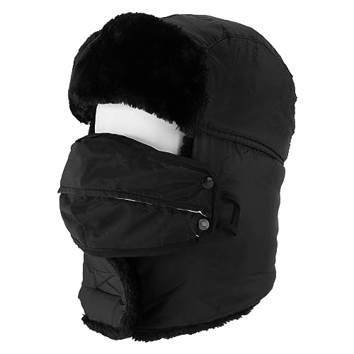 NONMON Unisex Wintermütze mit Ohrenklappen, Herren Damen Warme Winter Fliegermütze Kunstfellmütze Trappermütze mit Winddichte Abnehmbarer Gesichtsmaske für Skifahren, Schlittschuhlaufen und Outdoor von NONMON