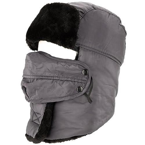 NONMON Unisex Wintermütze mit Ohrenklappen, Herren Damen Warme Winter Fliegermütze Kunstfellmütze Trappermütze mit Winddichte Abnehmbarer Gesichtsmaske für Skifahren, Schlittschuhlaufen und Outdoor von NONMON