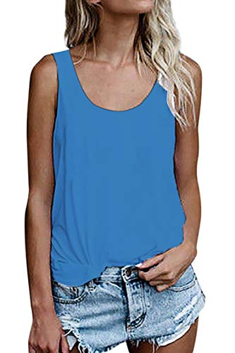 Damen Shirts Ärmellose Sommer Tunika Loose Fit Tank Tops (786Blau, Medium) von NONSAR