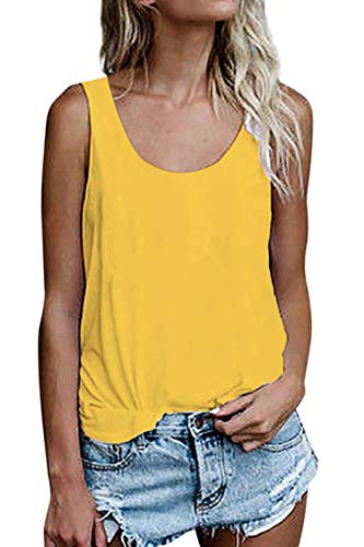 Damen Shirts Ärmellose Sommer Tunika Loose Fit Tank Tops (786Gelb, Medium) von NONSAR