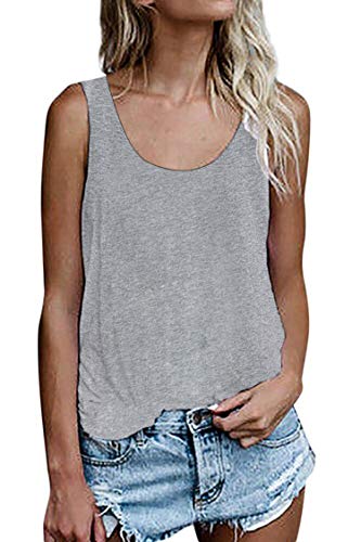 Damen Shirts Ärmellose Sommer Tunika Loose Fit Tank Tops (786Grau, Medium) von NONSAR