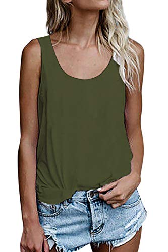 Damen Shirts Ärmellose Sommer Tunika Loose Fit Tank Tops (786Olivgrün, X-Large) von NONSAR