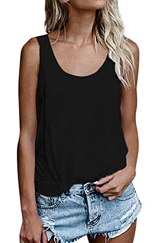 Damen Shirts Ärmellose Sommer Tunika Loose Fit Tank Tops (786Schwarz, Large) von NONSAR