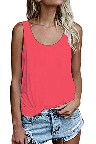 Damen Shirts Ärmellose Sommer Tunika Loose Fit Tank Tops (786Wassermelonenrot, Large) von NONSAR