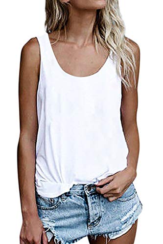 Damen Shirts Ärmellose Sommer Tunika Loose Fit Tank Tops (786Weiß, X-Large) von NONSAR