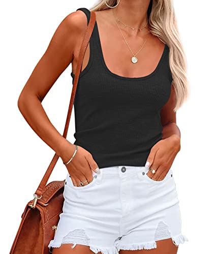 NONSAR Damen Shirts Ärmellose Sommer Tops Elastische Tank Top Slim Fit Unterhemden Damen(9356L,Schwarz) von NONSAR