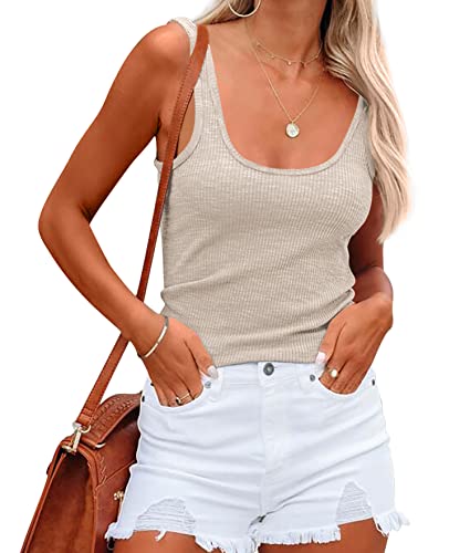 NONSAR Damen Shirts Ärmellose Sommer Tops Elastische Tank Top Slim Fit Unterhemden Damen(9356S,Aprikose) von NONSAR