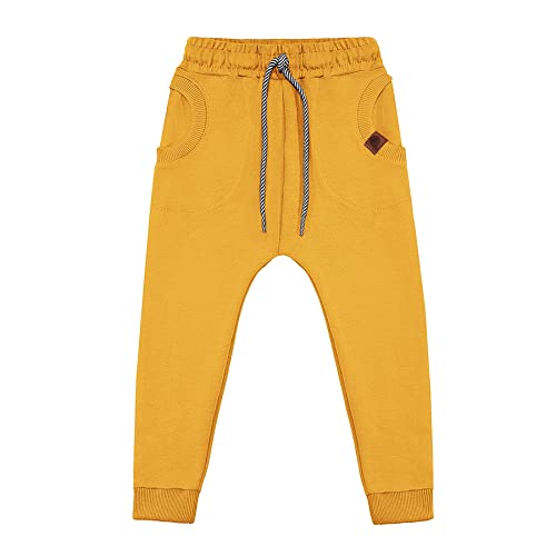 NONU Kids Circle Jogginghose für Jungen I Hose Kinder aus Baumwolle, Sporthose, Outdoorhose, Babykleidung, Kinder Kleidung gelb, 104/110 von NONU Kids