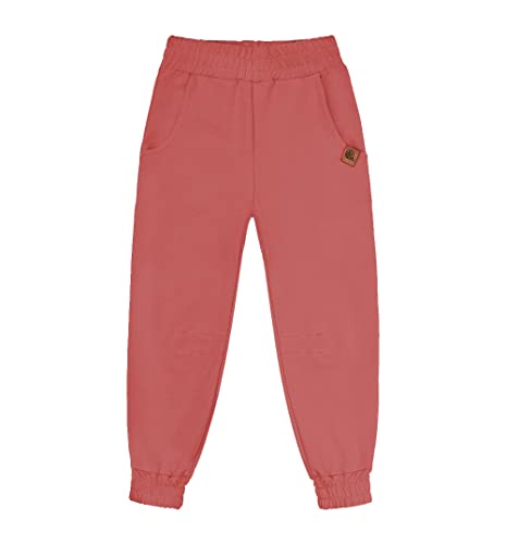 NONU Kids IGO Jogginghose für Mädchen I Hose Kinder I Baumwolle, Sporthose Mädchen I Outdoorhose Kinder Kleidung I Korallenfarbe 116/122 von NONU Kids