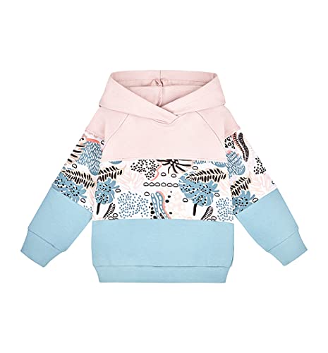 NONU Kids, Kapuzenpulli 3 Farben Blasses Rosa mit Monstera himmelblau, Weiches, elastisches, bequemes Sweatshirt, Hoodie aus qualitätsvoller Baumwolle, rosa-blau 98 von NONU Kids