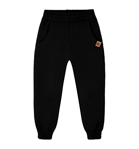 NONU Kids IGO Jogginghose für Jungen I Hose Kinder aus Baumwolle Sporthose Outdoorhose I Kinder Kleidung, Schwarz 128/134 von NONU Kids