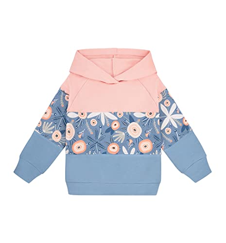 NONU Kids Sweatshirt Dreifarbig mit Kapuze 95% Baumwolle 5% Elasthan Bequem Unisex Viele Größen Weich Atmungsaktiv Kapuzenpullover für Mädchen Hellblau 110 von NONU Kids