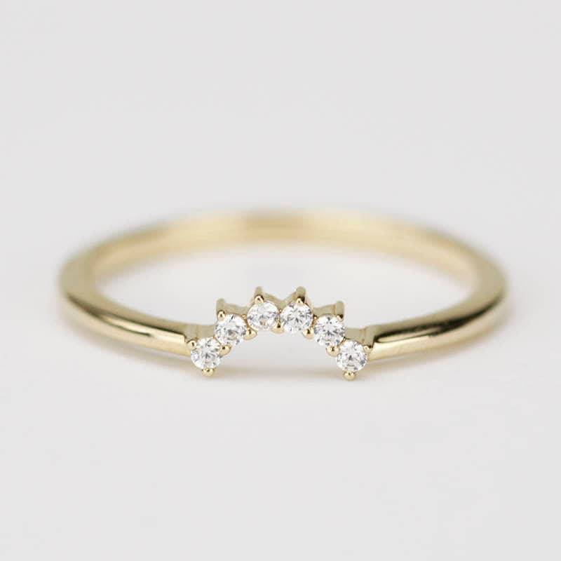 18K Gold Diamant Ehering Crescent Pave Ring von NOOI