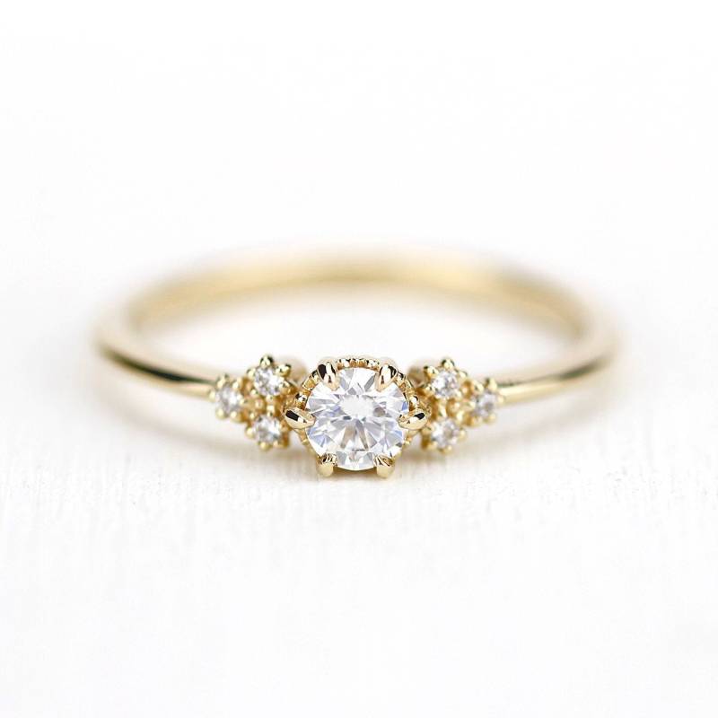 18K Gold Diamant Verlobungsring Moderner Brautschmuck von NOOI