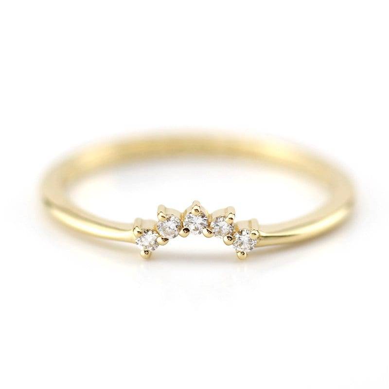 18K Gold Gebogener Diamant Ehering Kronenring von NOOI