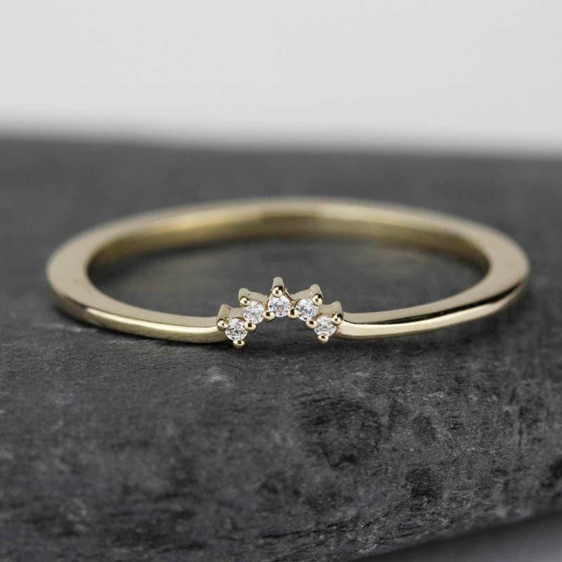 18K Gold Gebogener Diamant Ehering Kronenstapelring von NOOI