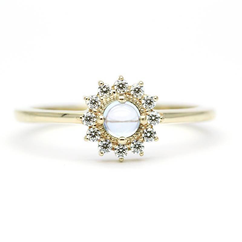 Blautopas Verlobungsring 18K Gold Diamant Cluster Ring Blautopas Verlobungsring 18K Gold Diamant Cluster Ring von NOOI