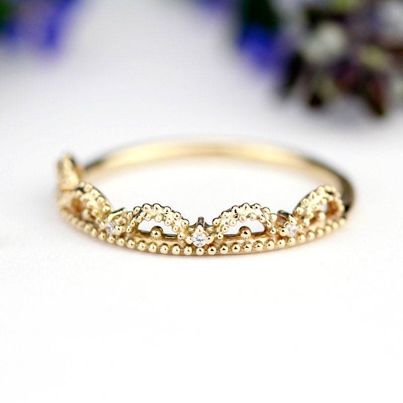 Filigraner Diamant Ehering Vintage Style 18K Goldring von NOOI
