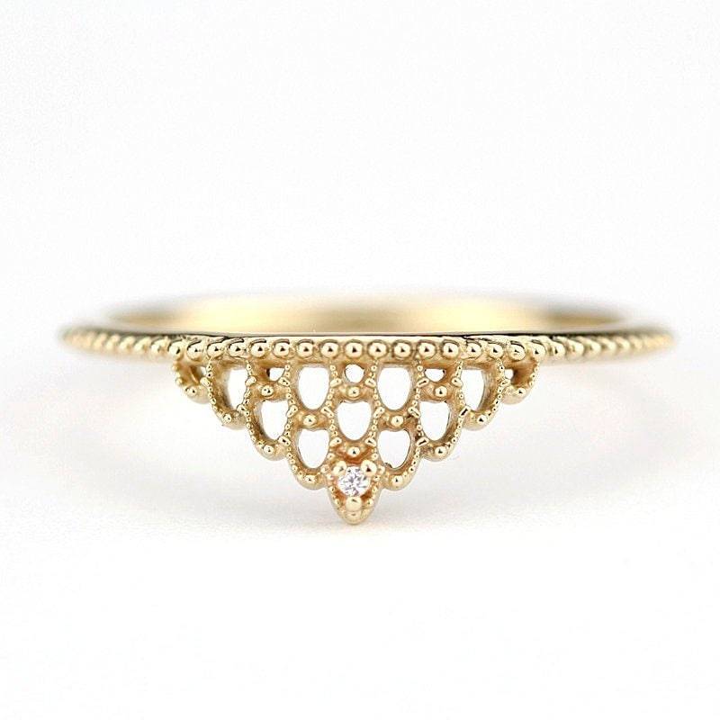 Filigraner Diamant Verlobungsring 18K Gold Ehering von NOOI