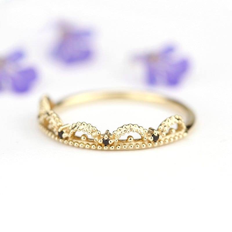 Spitze Ehering Black Diamond Zarter Ring von NOOI