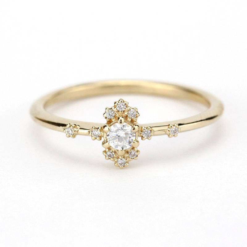 Zarter 750Er Gold Diamant Ring Moderner Verlobungsring Zarter 750Er Gold Diamant Ring Moderner Verlobungsring von NOOI