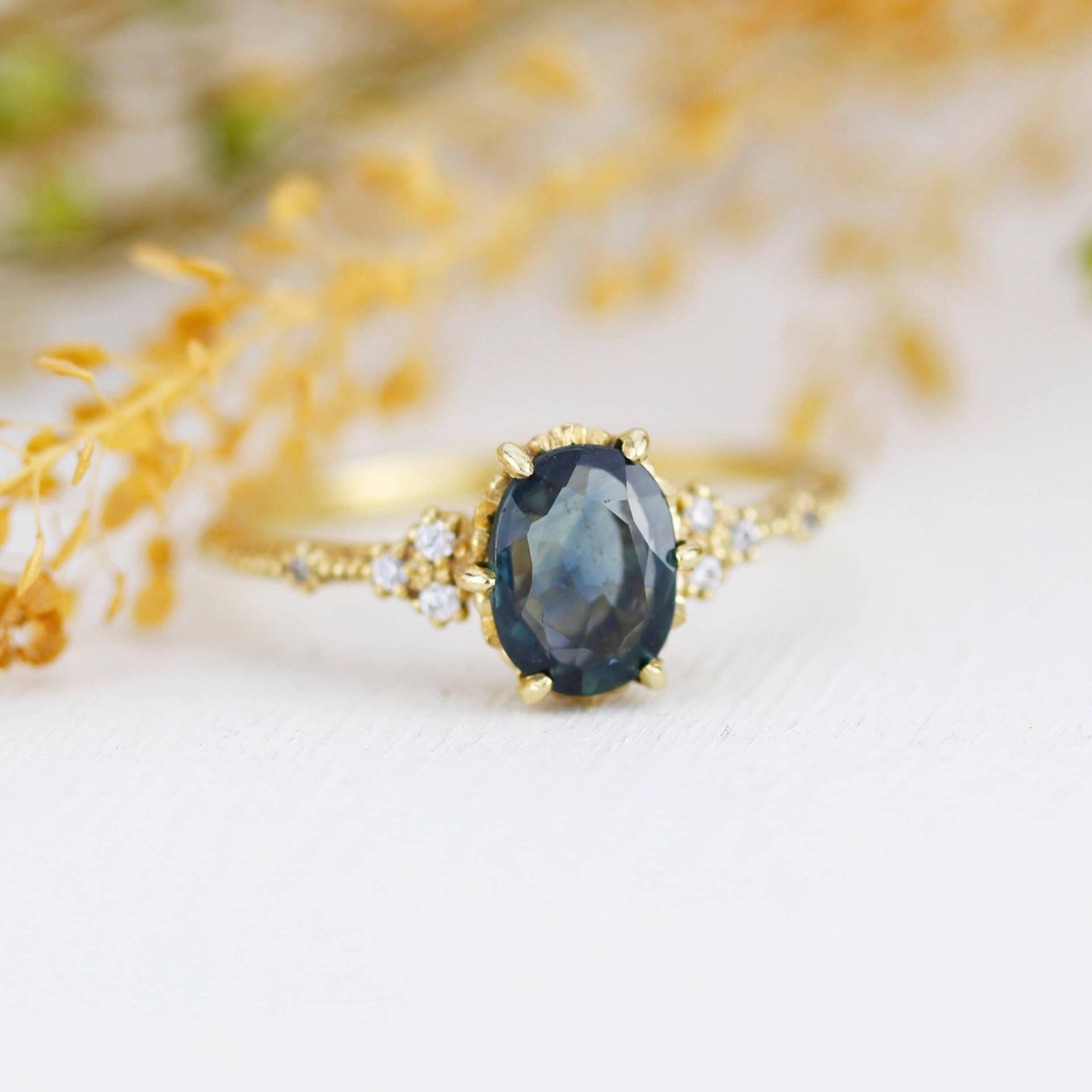 Saphir Und Diamant Verlobungsring, Blauer Ring, Ring | R 349Teals von NOOIjewelry