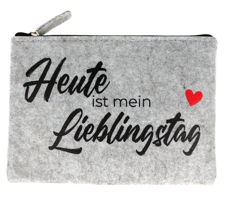 NOOR LIVING Kosmetiktasche Schminktasche aus Deko Filz mit lustiger Aufschrift - klein (Schminktasche klein, Damen, kleines Geschenk für Frauen), LxBxH : 21,5 cm x 15,5 cm x 1 cm von NOOR LIVING