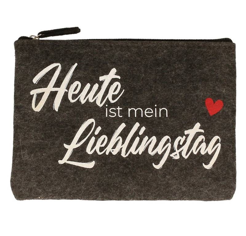 NOOR LIVING Kosmetiktasche Schminktasche aus Deko Filz mit lustiger Aufschrift - klein (Schminktasche klein, Damen, kleines Geschenk für Frauen), LxBxH : 21,5 cm x 15,5 cm x 1 cm von NOOR LIVING