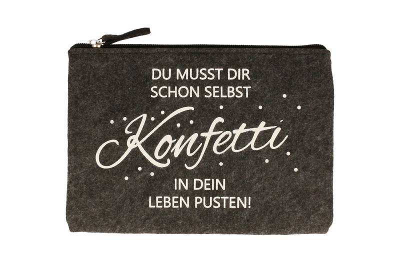 NOOR LIVING Kosmetiktasche Schminktasche aus Deko Filz mit lustiger Aufschrift - klein (Schminktasche klein, Damen, kleines Geschenk für Frauen), LxBxH : 21,5 cm x 15,5 cm x 1 cm von NOOR LIVING
