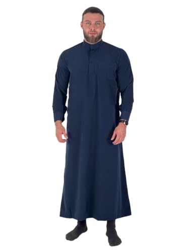 NOORIFY Qamis Saoudi Herren Traditionell Premium Thobe Abaya Jalabiya Kaftan (Navy, XL (60)) von NOORIFY