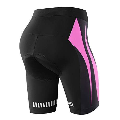 NOOYME Radlerhose Damen gepolstert schnelltrockende Radlerhose Damen Kurz elastische Radlerhose Damen mit Sitzpolster 4D Radhose Damen mit breiterem und dichterem Polster von NOOYME