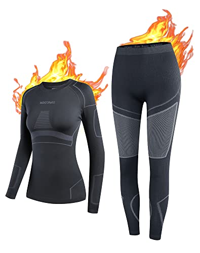 NOOYME Thermounterwäsche Damen Atmungsaktiv und Thermowäsche Set Funktionswäsche Damen Anti-bakteriell und Flexibel Skiunterwäsche Damen Warme Unterwäsche für zu Hause und Sport im Herbst Winter von NOOYME