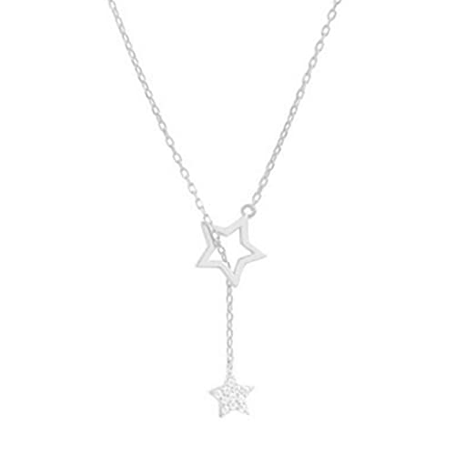 NOPEILVI 925 Sterling Silber Halskette süßer glänzender Sternhärchen -Charm -Halsketten Frauen schöne Hochzeitsfeier Geburtstag 45 cm Sterling Silber Halskette, Sterling -Silberkette, Halskette von NOPEILVI