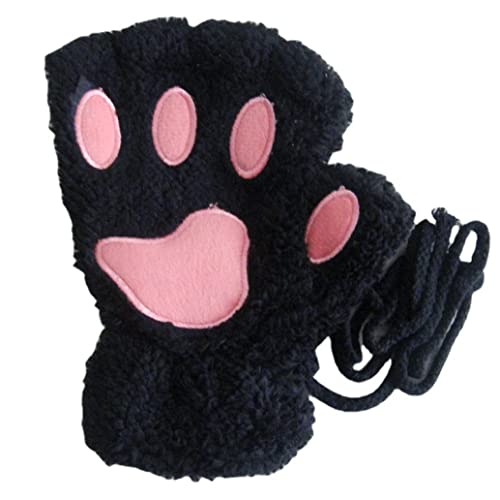 NOPEILVI Frauen Katze Pfoten Winterhandschuhe Plüsch warmes Cosplay -Handschuhe Halbfinger Süßhandschuhe Neuheit Bärenkrallen Wärme Fäustlinge Katze Klaue Bären Fuß Fingerlose Winter Plüsch 1 Paar von NOPEILVI