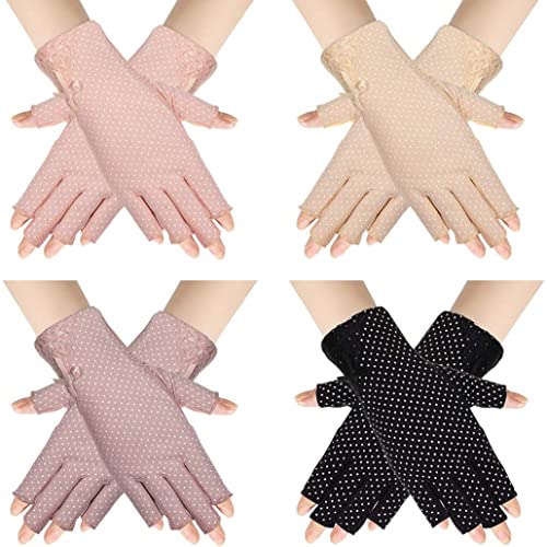 NOPEILVI Frauen uv Mesh Sonnenhandschuhe, Frauen Sonnenschutzmittel Fingerlose Handschuhe Touchsschildhandschuhe Sommer Sonnenschutzhandschuhe zum Fahren von Reiten. von NOPEILVI