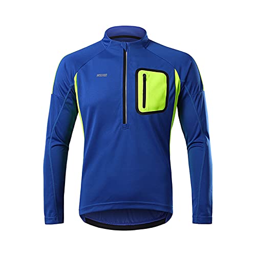 Herren Radtrikot Fahrradtrikot Kurzarm/Langarm, Fahrradbekleidung Fahrrad Trikot T Shirt Für Männer (Blau,2XL) von NOPEXTO