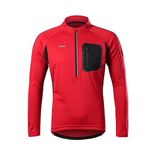 Herren Radtrikot Fahrradtrikot Kurzarm/Langarm, Fahrradbekleidung Fahrrad Trikot T Shirt Für Männer (Rot,M) von NOPEXTO