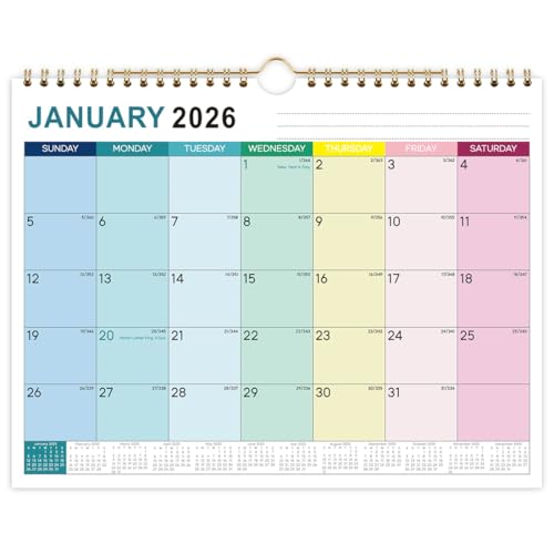 NOPKESV 1 Stück 18 Monats Kalender 2025 Familienplaner Wandkalender Paarkalender Jahreskalender Planung (A4 Querformat) (Regenbogen) von NOPKESV